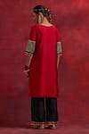 Shop_TIC_Red Raw Silk Embroidered Gota Round Jennifer Cuff Kurta _at_Aza_Fashions