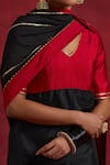 TIC_Red Raw Silk Embroidered Gota V Neck Sadhna Kurta Pant Set _Online