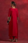 Shop_TIC_Red Raw Silk Embellished Gota Work Round Mira Vivid Kurta _at_Aza_Fashions