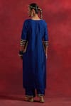 Shop_TIC_Blue Raw Silk Embellished Gota Work Round Mira Kurta _at_Aza_Fashions