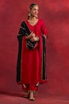 Buy_TIC_Red Raw Silk Embellished Gota Work Round Mira Vivid Kurta Pant Set _at_Aza_Fashions