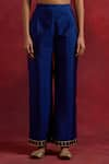 Buy_TIC_Blue Raw Silk Embellished Gota Work Round Mira Kurta Pant Set 