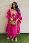 Shop_PUNIT BALANA_Pink Silk Embroidered Marodi Anarkali Rani Sa Zardozi Jacket And Set _at_Aza_Fashions