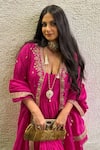 PUNIT BALANA_Pink Silk Embroidered Marodi Anarkali Rani Sa Zardozi Jacket And Set _Online_at_Aza_Fashions
