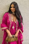 Shop_PUNIT BALANA_Pink Silk Embroidered Marodi Anarkali Rani Sa Zardozi Jacket And Set _Online_at_Aza_Fashions
