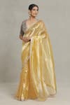 Buy_Pranay Baidya_Gold Tissue Embellished Sequin And Zari Lace Work Bordered Saree  _Online_at_Aza_Fashions