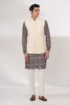 Buy_Rabani & Rakha_Ivory Crepe, Georgette Sequins, Embroidery Bundi Jacket _at_Aza_Fashions