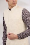 Buy_Rabani & Rakha_Ivory Crepe, Georgette Sequins, Embroidery Bundi Jacket _Online_at_Aza_Fashions