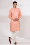 Buy_Rabani & Rakha_Peach Kurta Sheeted And Georgette Printed Floral & Pant Set  _at_Aza_Fashions