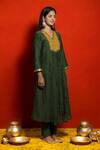 Buy Mithi Supari Green Malai Chanderi Embellished Mirror V Neck Meer Gathered Kurta And Pant Set Online at Aza Fashions Buy_Mithi Supari_Green Malai Chanderi Embellished Mirror V Neck Meer Gathered Kurta And Pant Set _Online_at_Aza_Fashions