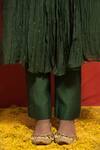 Mithi Supari Green Malai Chanderi Embellished Mirror V Neck Meer Gathered Kurta And Pant Set at Aza Fashions Mithi Supari_Green Malai Chanderi Embellished Mirror V Neck Meer Gathered Kurta And Pant Set _at_Aza_Fashions