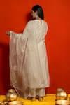 Shop_Mithi Supari_Ivory Pure Silk Chanderi Embroidered Floral Applique Round Kurta Set _at_Aza_Fashions