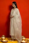 Mithi Supari_Ivory Pure Silk Chanderi Embroidered Floral Applique Round Kurta Set _Online_at_Aza_Fashions