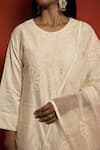 Mithi Supari_Ivory Pure Silk Chanderi Embroidered Floral Applique Round Kurta Set _at_Aza_Fashions