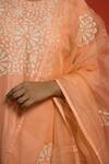 Mithi Supari_Peach Pure Silk Chanderi Embroidered Floral Applique Round Kurta Set _at_Aza_Fashions