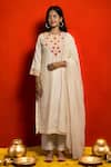 Buy_Mithi Supari_Ivory Pure Silk Chanderi Embroidered Floral Applique Round Kurta Set _at_Aza_Fashions