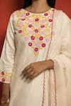 Shop_Mithi Supari_Ivory Pure Silk Chanderi Embroidered Floral Applique Round Kurta Set _Online_at_Aza_Fashions