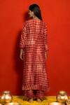 Shop_Mithi Supari_Red Pure Silk Chanderi Embroidered Tie Dye Keyhole Kurta And Pant Set _at_Aza_Fashions