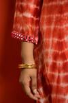 Mithi Supari_Red Pure Silk Chanderi Embroidered Tie Dye Keyhole Kurta And Pant Set _at_Aza_Fashions