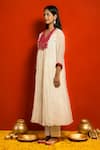 Buy_Mithi Supari_Ivory Malai Chanderi Embellished Mirror V Neck Kurta And Pant Set _Online_at_Aza_Fashions
