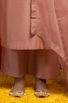 Mithi Supari_Pink Pure Silk Chanderi Embellished Mirror Round Kurta Set _Online_at_Aza_Fashions