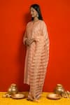 Shop_MITHI SUPARI_Peach Pure Silk Embroidered And Woven Thread Work & Stripe Kurta Set With Dupatta _Online_at_Aza_Fashions