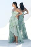 Buy_Geisha Designs_Green Nylon Hand Embroidered Floral Sweetheart Moana Gown  _Online_at_Aza_Fashions