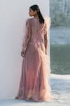 Shop_Geisha Designs_Pink Nylon Hand Embroidered Crystals Round Nerissa Gown  _at_Aza_Fashions