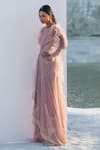 Buy_Geisha Designs_Pink Nylon Hand Embroidered Crystals Round Nerissa Gown  _Online_at_Aza_Fashions