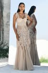 Buy_Geisha Designs_Ivory Nylon Hand Embroidered Beads Sweetheart Doris Gown  _at_Aza_Fashions