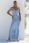 Buy_Geisha Designs_Blue Nylon Hand Embroidered Crystals Sweetheart Riley And Pearls Gown  _at_Aza_Fashions