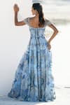 Shop_Geisha Designs_Blue Nylon Hand Embroidered Beads Sweetheart Marella Gown  _at_Aza_Fashions