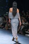 Shop_Geisha Designs_Silver Nylon Embellished Elvira Pleated Tassel Top And Skirt Set _at_Aza_Fashions