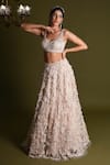 Buy_Geisha Designs_Off White Nylon Embroidered Arielle Floral Jaal Bridal Lehenga Set  _Online_at_Aza_Fashions