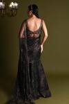 Shop Geisha Designs Black Nylon Embroidered Liora Lace Embellished Pre-draped Saree Set at Aza Fashions Shop_Geisha Designs_Black Nylon Embroidered Liora Lace Embellished Pre-draped Saree Set _at_Aza_Fashions