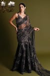 Shop Geisha Designs Black Nylon Embroidered Liora Lace Embellished Pre-draped Saree Set Online at Aza Fashions Shop_Geisha Designs_Black Nylon Embroidered Liora Lace Embellished Pre-draped Saree Set _Online_at_Aza_Fashions