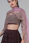 Geisha Designs_Purple Blouse And Lehenga Nylon & Viscose Isra Jaal Bridal Set  _Online_at_Aza_Fashions