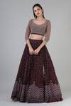 Buy_Geisha Designs_Purple Blouse And Lehenga Nylon & Viscose Isra Jaal Bridal Set  _Online_at_Aza_Fashions