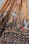 Geisha Designs_Gold Lehenga Polyester Cotton Layla Bird Motif Print Set  _Online_at_Aza_Fashions