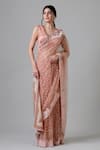 Buy_Geisha Designs_Pink Saree Nylon Blouse Silk Embroidery Rafflesia Aya Set  _at_Aza_Fashions