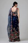 Shop_Geisha Designs_Blue Silk, Nylon Sequins, Embroidery Sweetheart Frances French Fleur Saree Set _at_Aza_Fashions