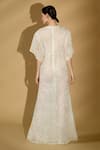 Shop_Geisha Designs_White Nylon Embroidered Sequins Plunged V Victoria Pearl Kaftan Gown  _at_Aza_Fashions