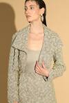 Geisha Designs_Gray Nylon Embroidered Pearl Dress Scoop Jacket And Set _Online_at_Aza_Fashions