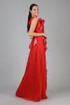 Buy_Geisha Designs_Red Nylon Embroidered Sequin Round Scarlett Structured Gown  _Online_at_Aza_Fashions