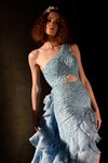 Geisha Designs_Blue Nylon Embroidered Beads Asymmetric Oceane Gown _Online_at_Aza_Fashions
