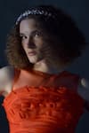 Geisha Designs_Orange Nylon Embroidered Rhinestone Round Corallie Gown _Online_at_Aza_Fashions