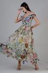 Buy_Geisha Designs_Grey Polyester Print Floral Garden Sweetheart Neck Josephine Gown _Online_at_Aza_Fashions