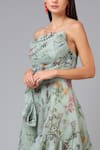 Geisha Designs_Green Polyester Print Wildflowers Florence Draped Bodice Gown _Online_at_Aza_Fashions