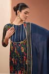Shop_Neha Khullar_Blue Viscose Chinon Digital Print Floral Short Anarkali Sharara Set _Online_at_Aza_Fashions