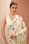 Shop_Neha Khullar_Ivory Viscose Cotton Digital Print Floral Bloom V Saree With Blouse _at_Aza_Fashions